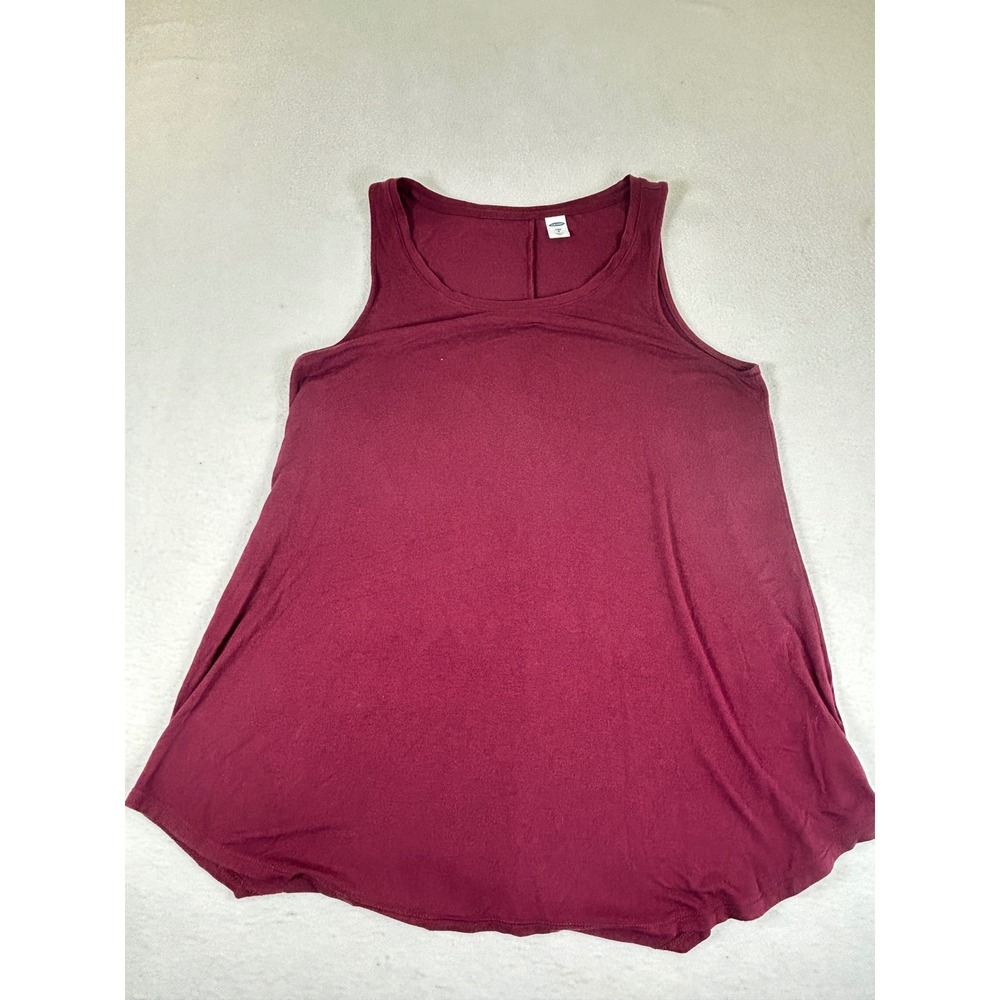 Old Navy Sleeveless Swing Luxe Tank Women Small Burgundy Wine Stain Casual‎